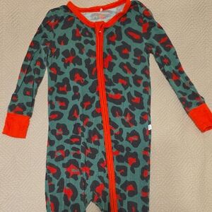 Posh Peanut Red and Green Leopard Print Footie